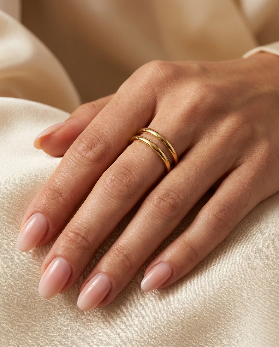 Mujer con Anillo Doble Cruzado MALLIENA
