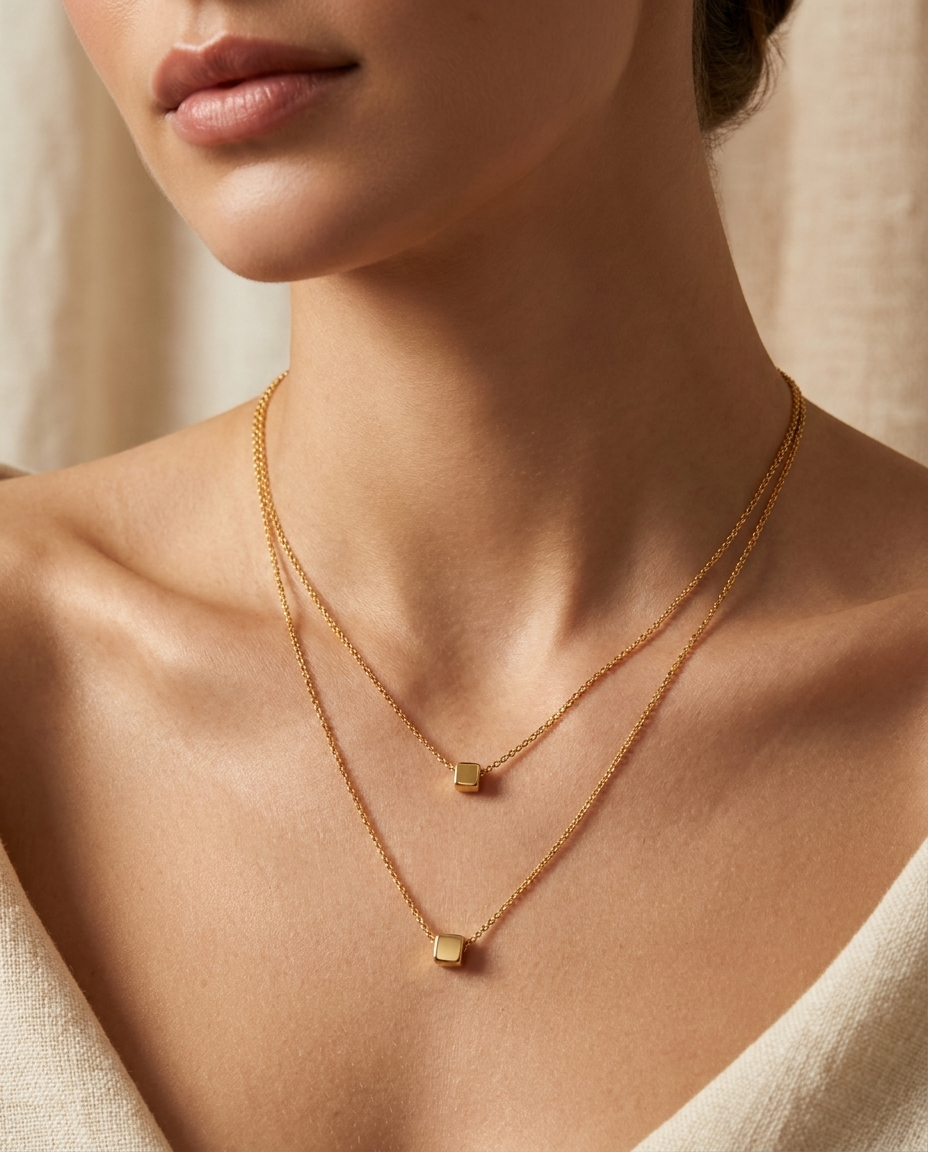 Mujer con Collar en Capas de oro MALLIENA