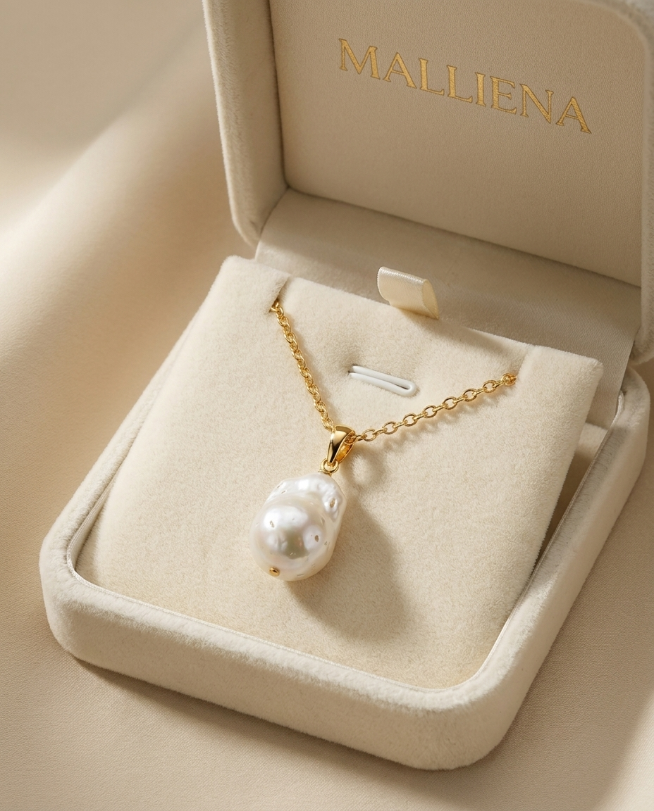 Collar Perla Barroca en la caja de regalo MALLIENA
