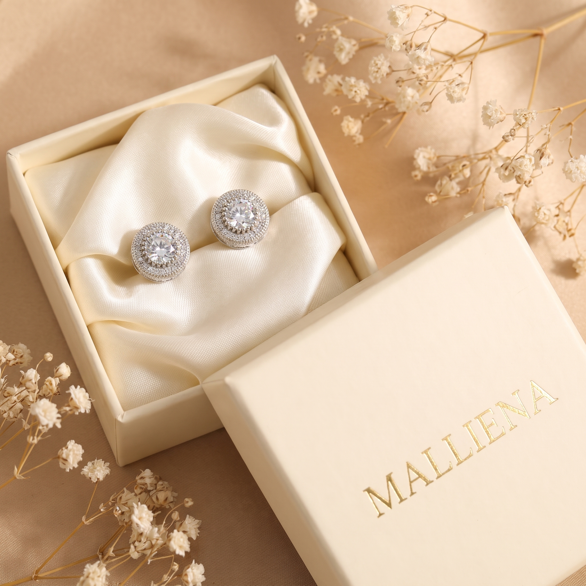 Aretes Halo Circonita - MALLIENA