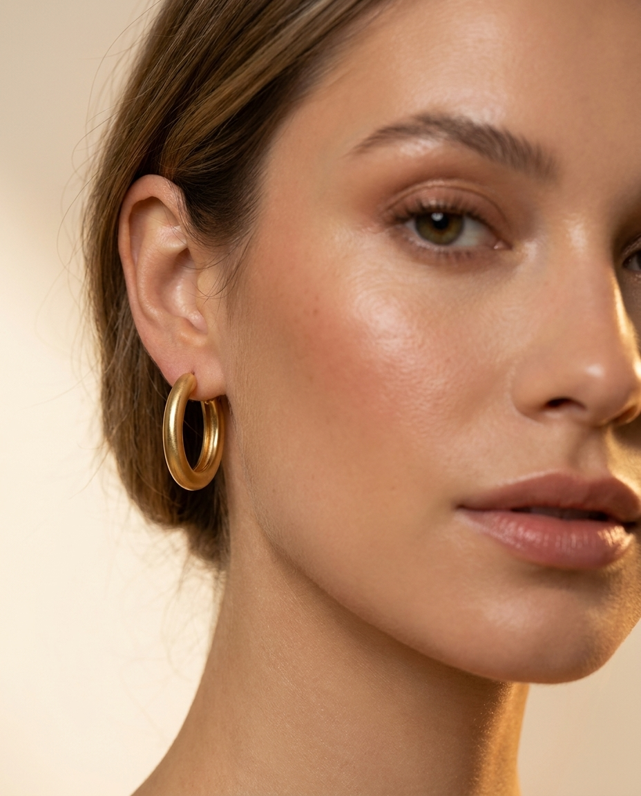 Mujer con Pendientes de Aro de oro MALLIENA