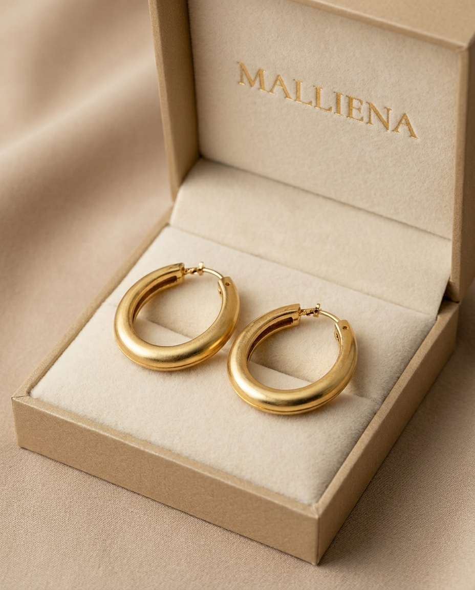 Pendientes de Aro en la caja de regalo MALLIENA