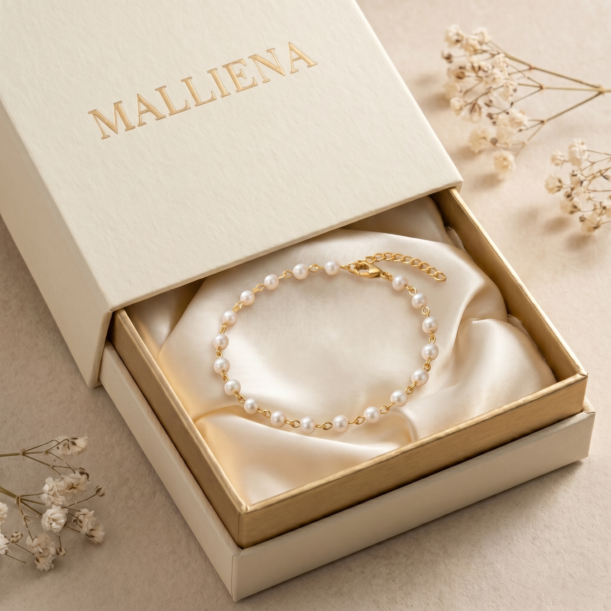 Pulsera de Perlas en caja de regalo MALLIENA